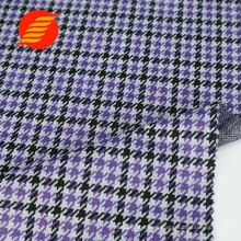 Purple houndstooth knitted polyester fabric with three colours stocklots